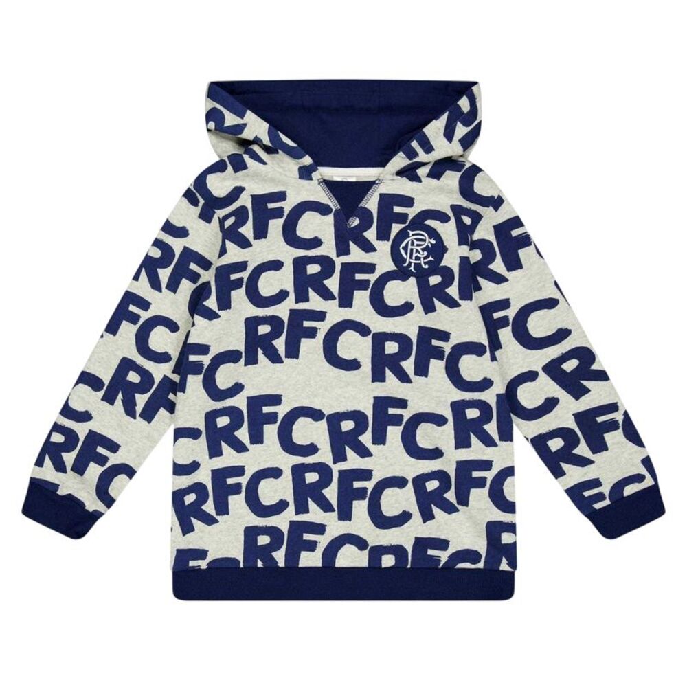 Castore Childrens/Kids Rangers FC All-Over Print Hoodie / Gray